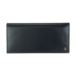CARTIER Cartier Pasha de Black Leather Long Wallet with Silver Hardware for Men